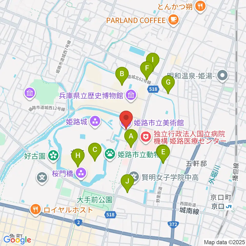 姫路市立美術館周辺の駐車場・コインパーキング一覧地図