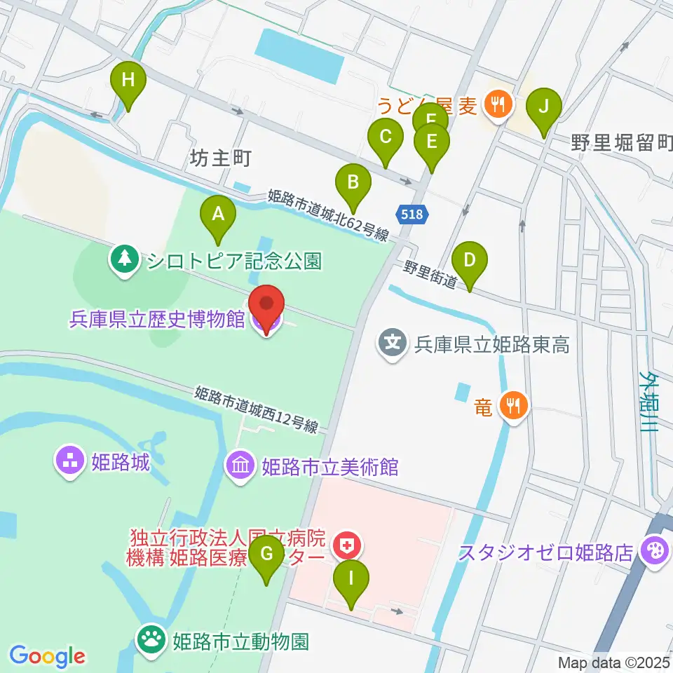 兵庫県立歴史博物館周辺の駐車場・コインパーキング一覧地図