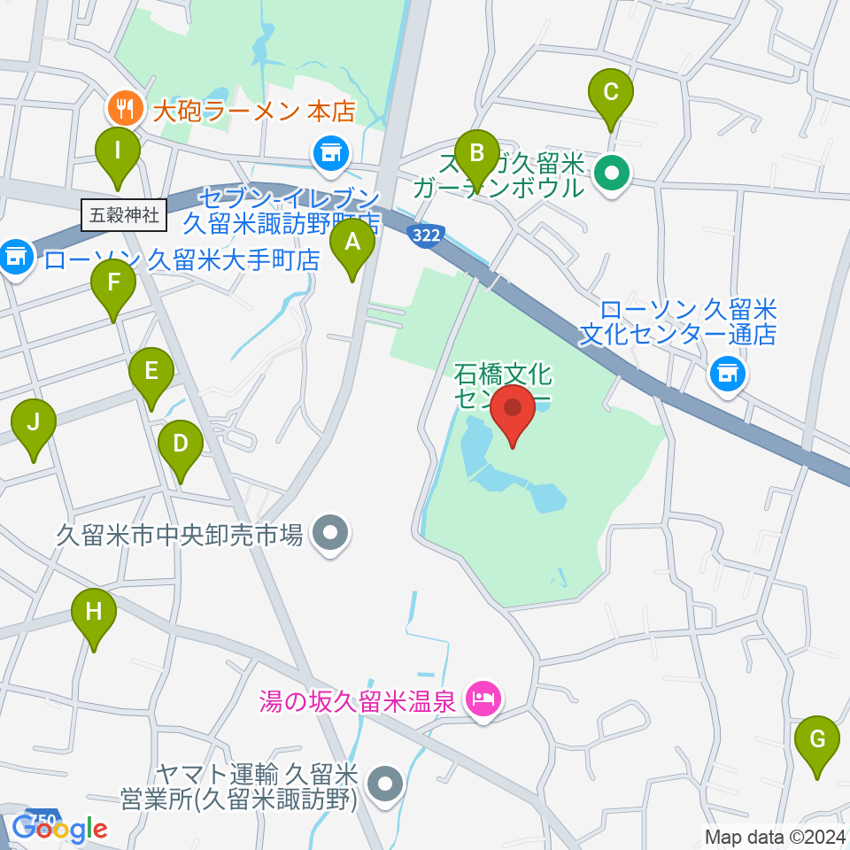 久留米市美術館周辺の駐車場・コインパーキング一覧地図