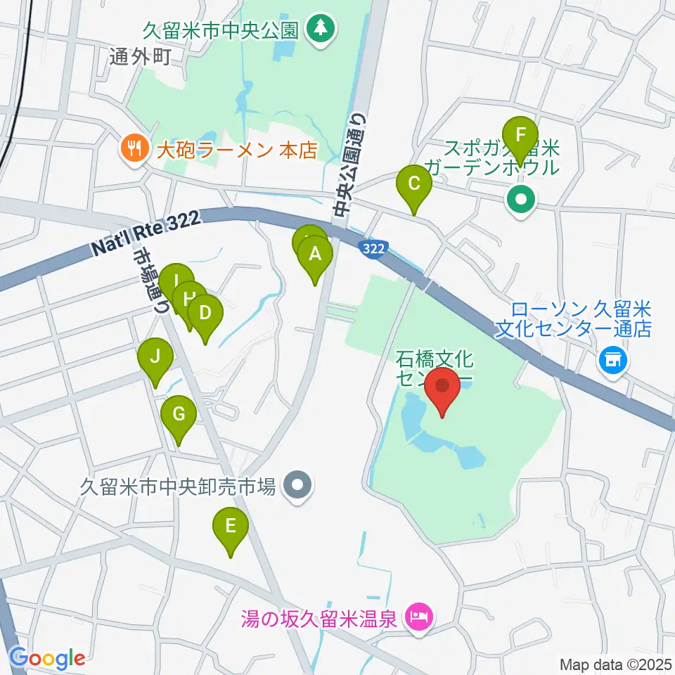 久留米市美術館周辺の駐車場・コインパーキング一覧地図