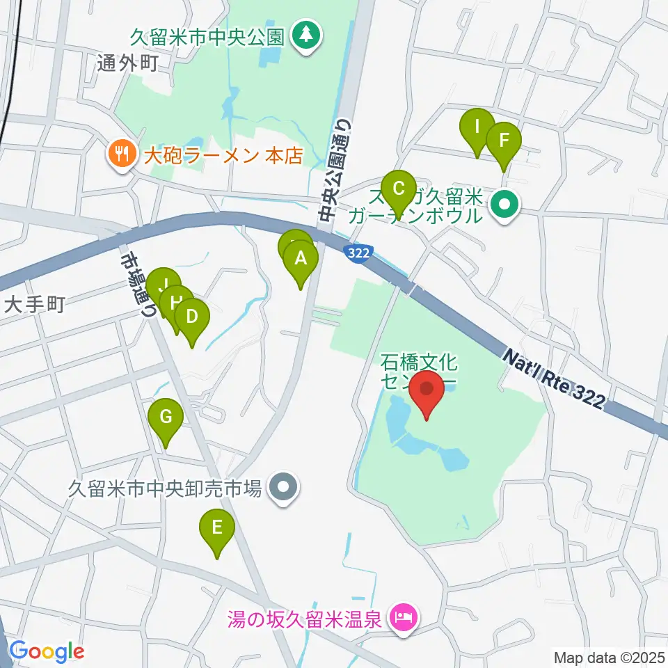 久留米市美術館周辺の駐車場・コインパーキング一覧地図