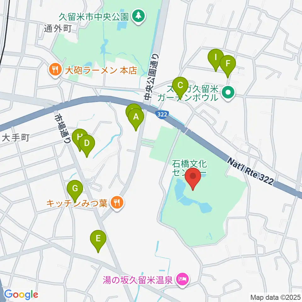 久留米市美術館周辺の駐車場・コインパーキング一覧地図