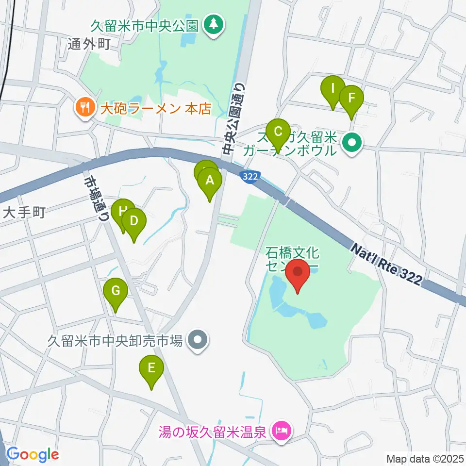 久留米市美術館周辺の駐車場・コインパーキング一覧地図