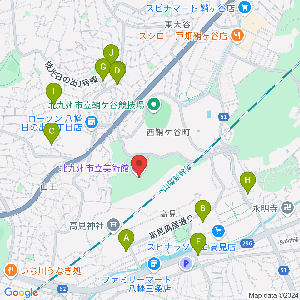 北九州市立美術館周辺の駐車場・コインパーキング一覧地図