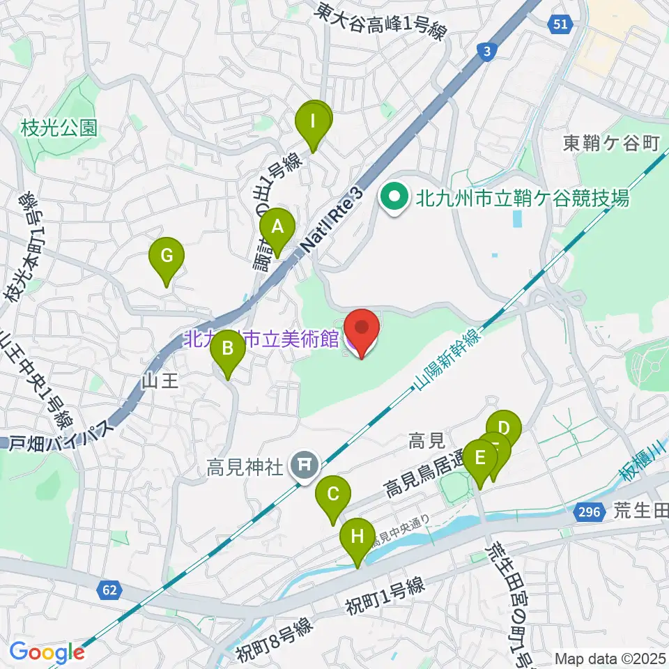 北九州市立美術館周辺の駐車場・コインパーキング一覧地図