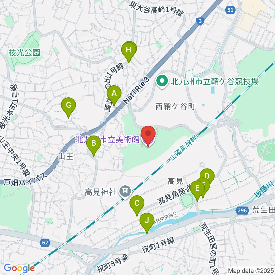 北九州市立美術館周辺の駐車場・コインパーキング一覧地図