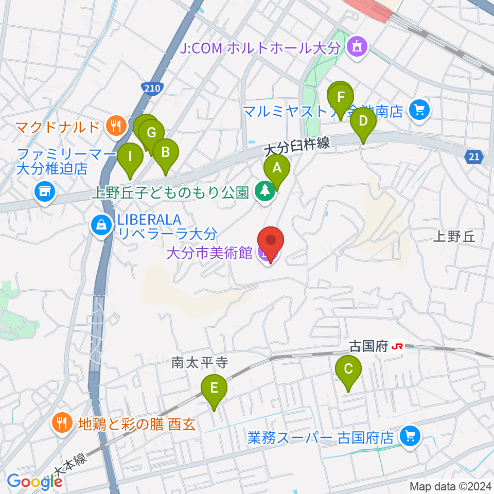 大分市美術館周辺の駐車場・コインパーキング一覧地図