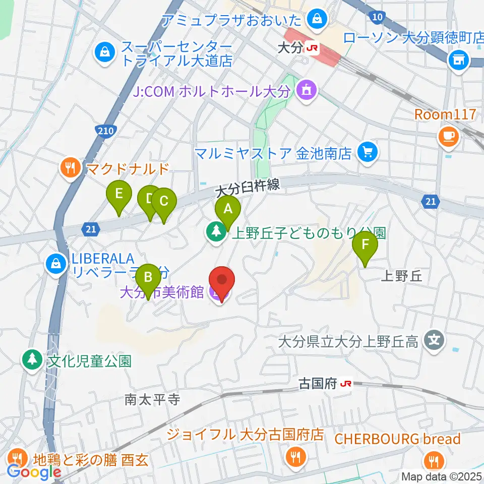 大分市美術館周辺の駐車場・コインパーキング一覧地図