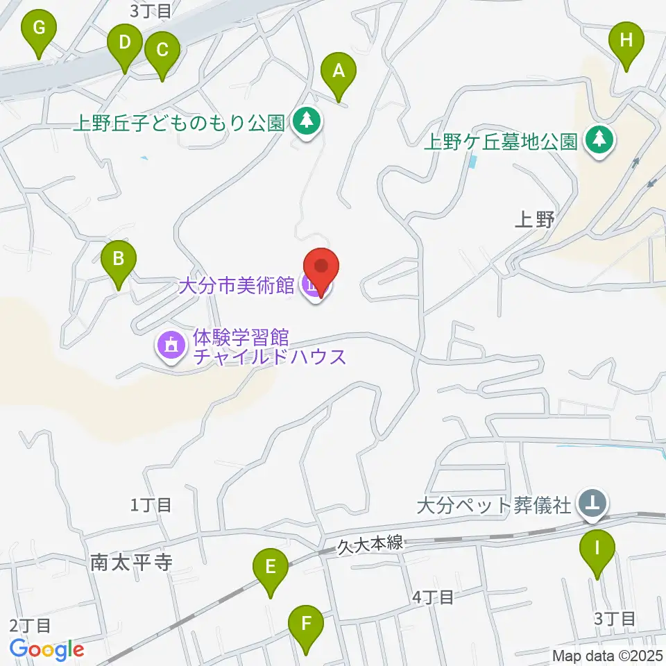 大分市美術館周辺の駐車場・コインパーキング一覧地図
