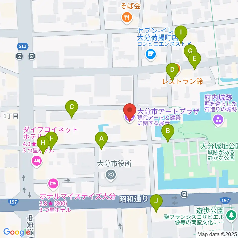 大分市アートプラザ周辺の駐車場・コインパーキング一覧地図