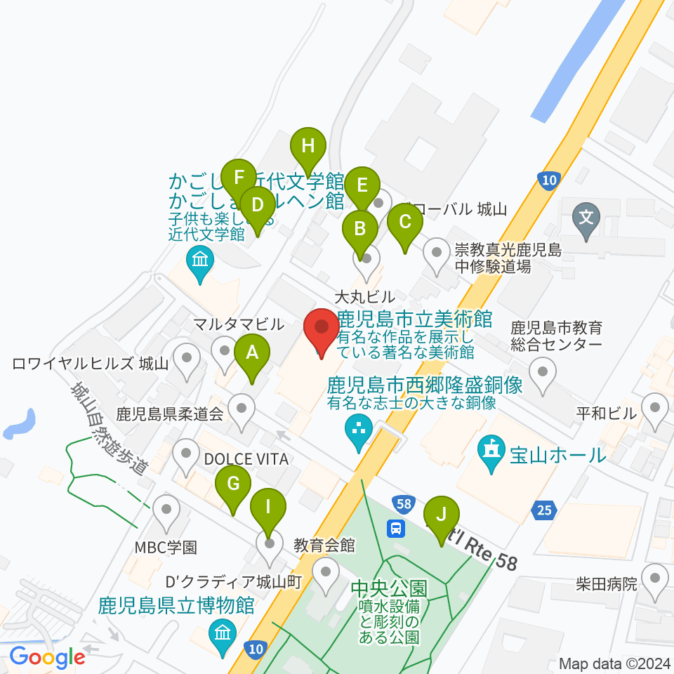 鹿児島市立美術館周辺の駐車場・コインパーキング一覧地図