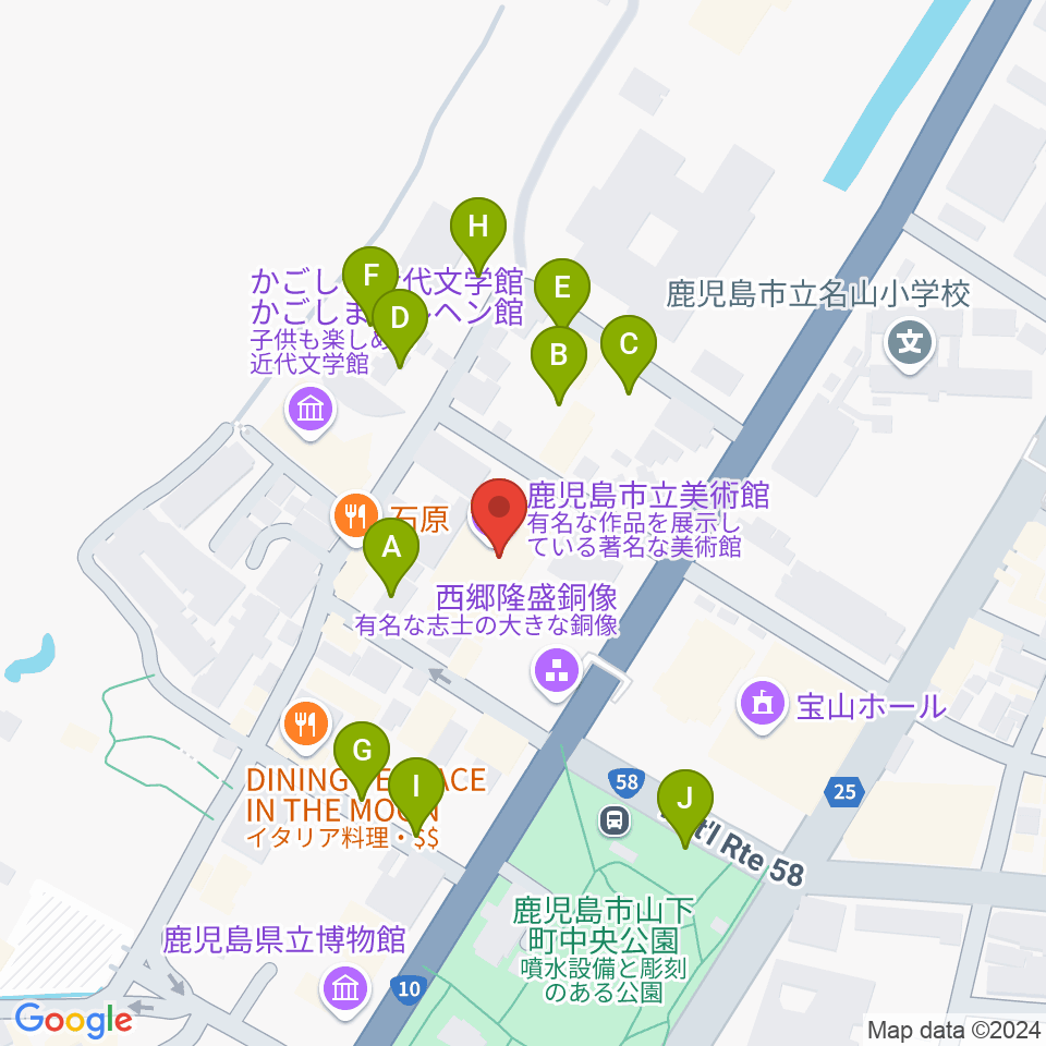 鹿児島市立美術館周辺の駐車場・コインパーキング一覧地図