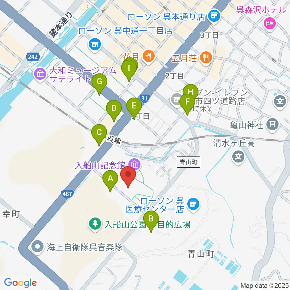 呉市立美術館周辺の駐車場・コインパーキング一覧地図