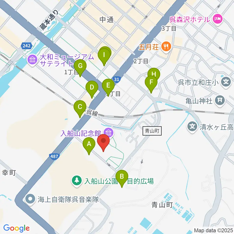 呉市立美術館周辺の駐車場・コインパーキング一覧地図