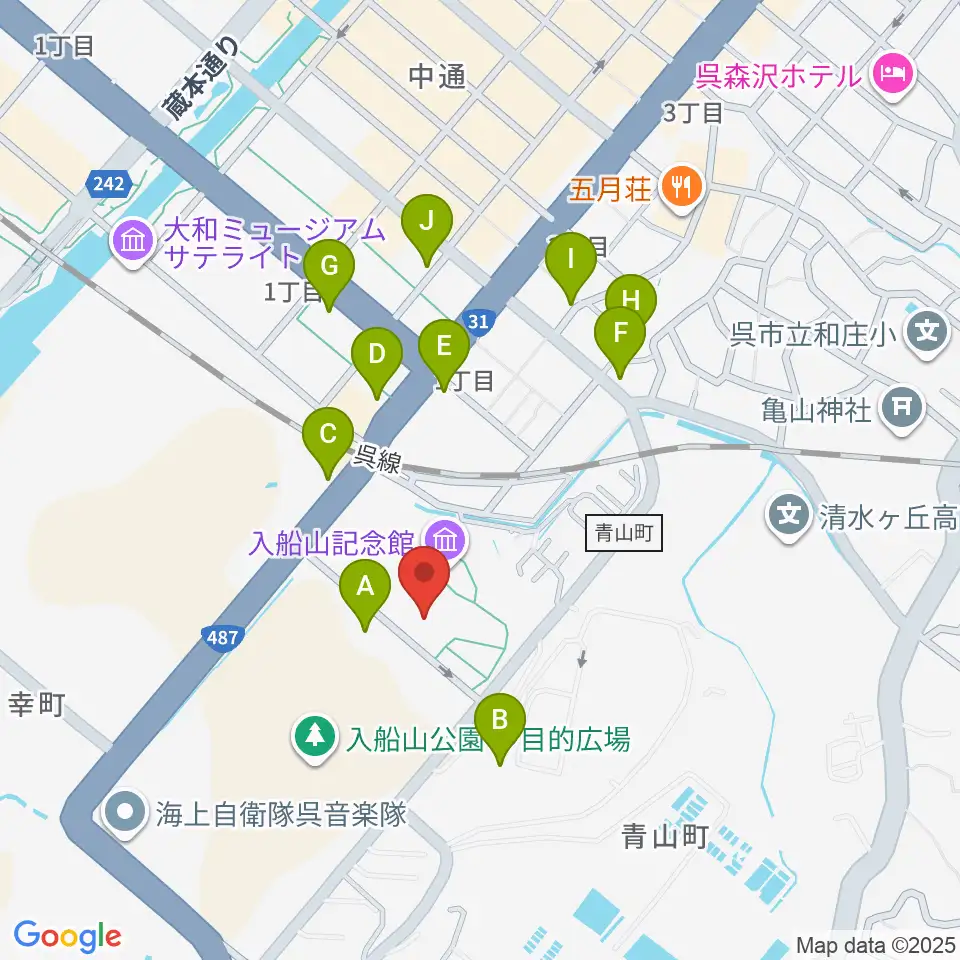 呉市立美術館周辺の駐車場・コインパーキング一覧地図