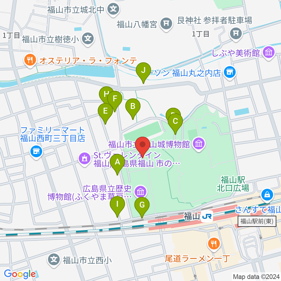 ふくやま美術館周辺の駐車場・コインパーキング一覧地図