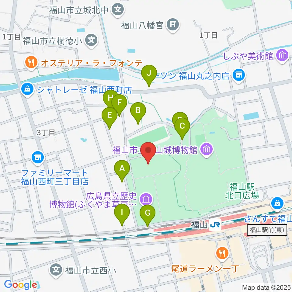 ふくやま美術館周辺の駐車場・コインパーキング一覧地図