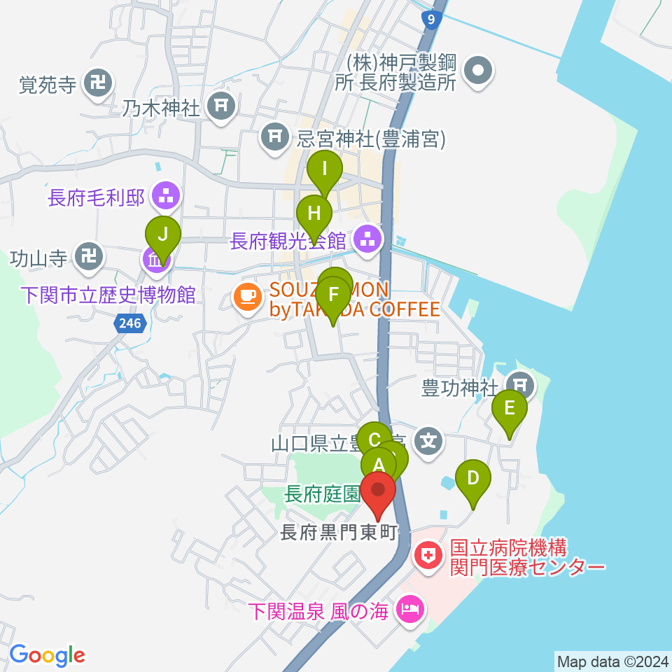 下関市立美術館周辺の駐車場・コインパーキング一覧地図