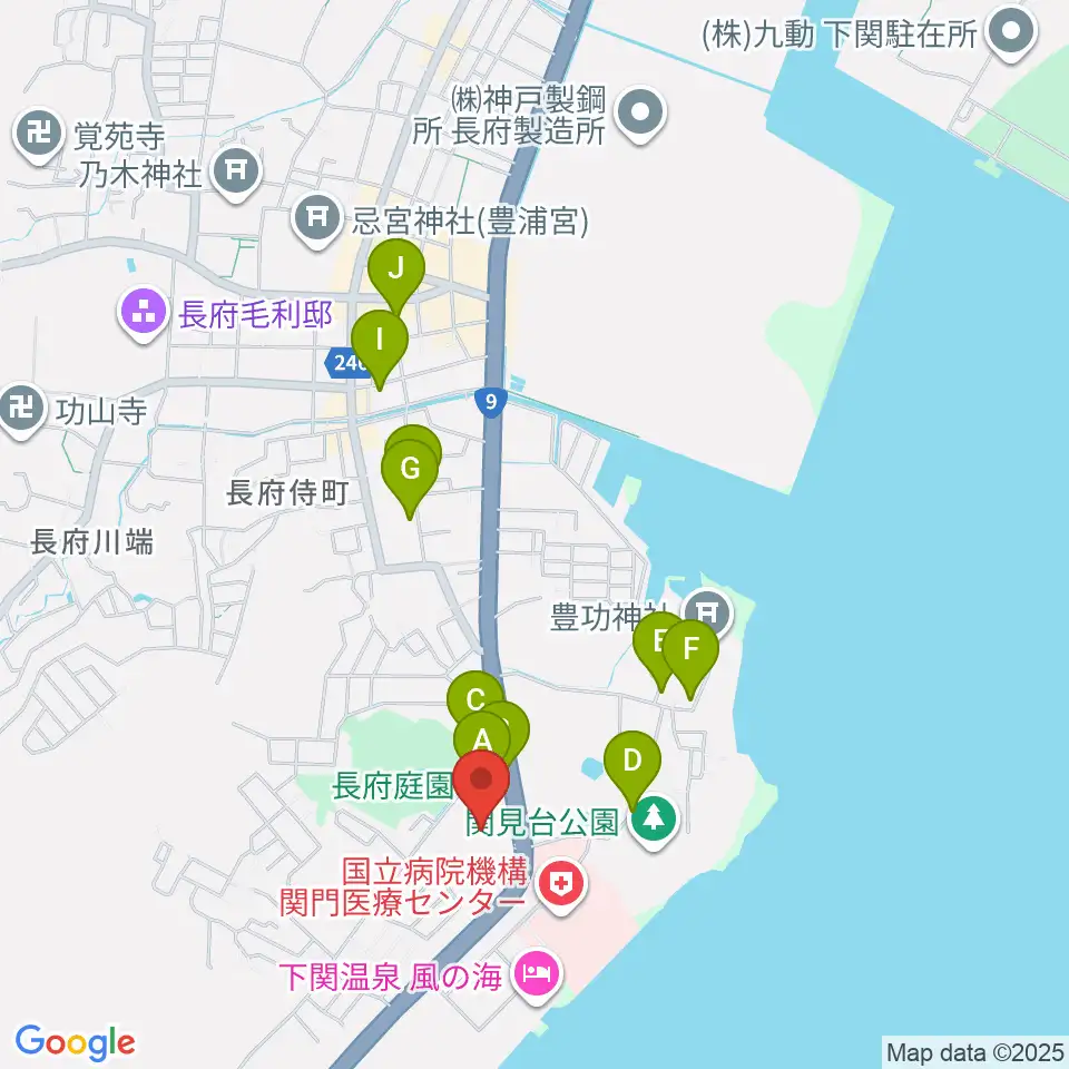 下関市立美術館周辺の駐車場・コインパーキング一覧地図