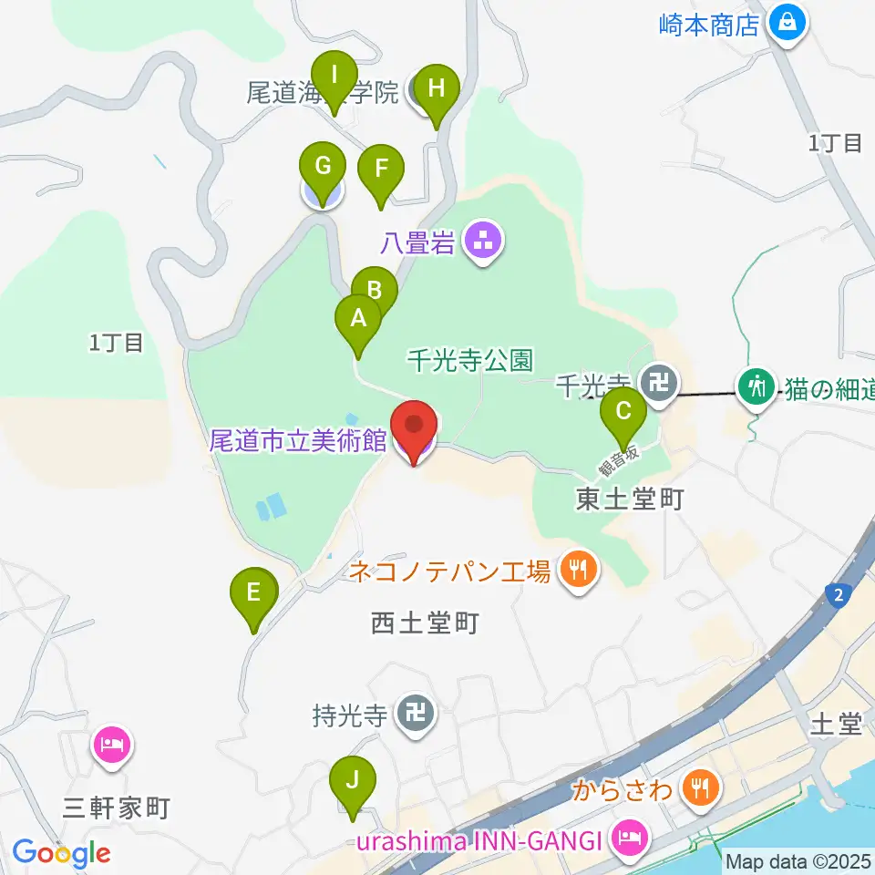 尾道市立美術館周辺の駐車場・コインパーキング一覧地図