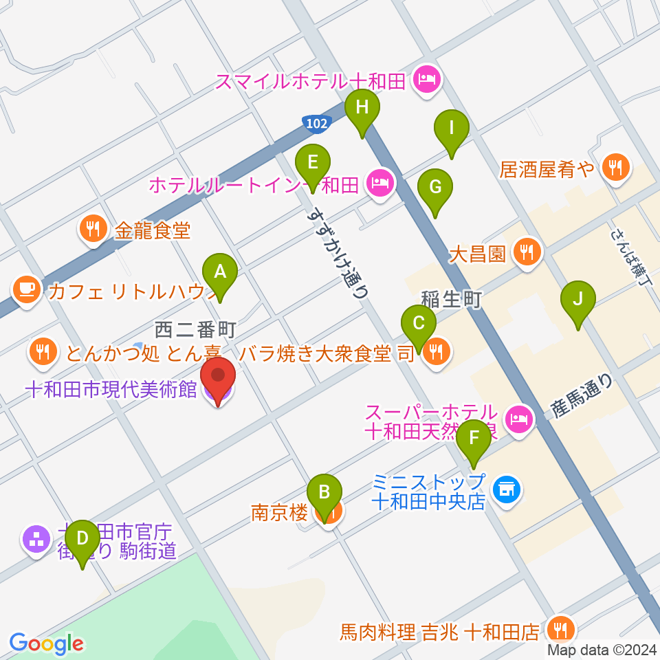 十和田市現代美術館周辺の駐車場・コインパーキング一覧地図