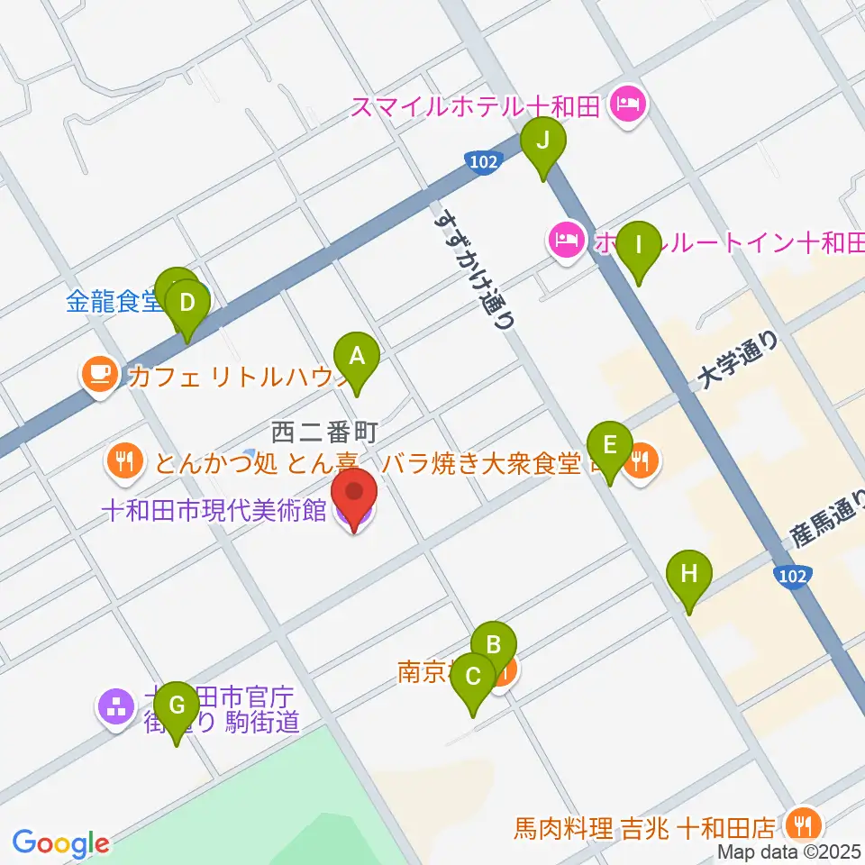 十和田市現代美術館周辺の駐車場・コインパーキング一覧地図