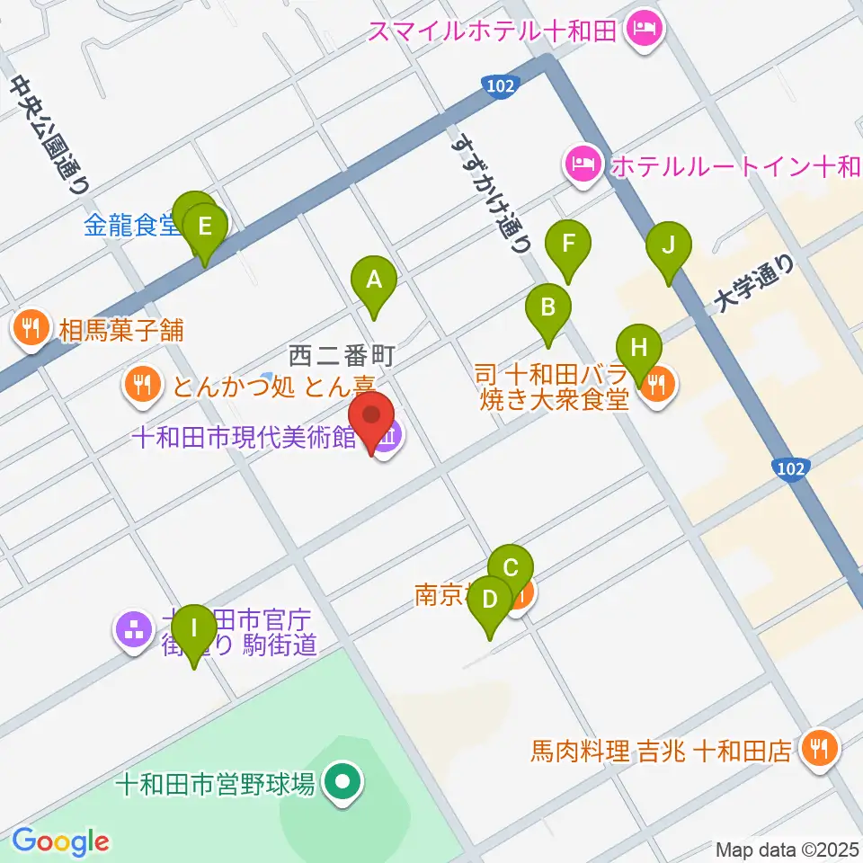 十和田市現代美術館周辺の駐車場・コインパーキング一覧地図