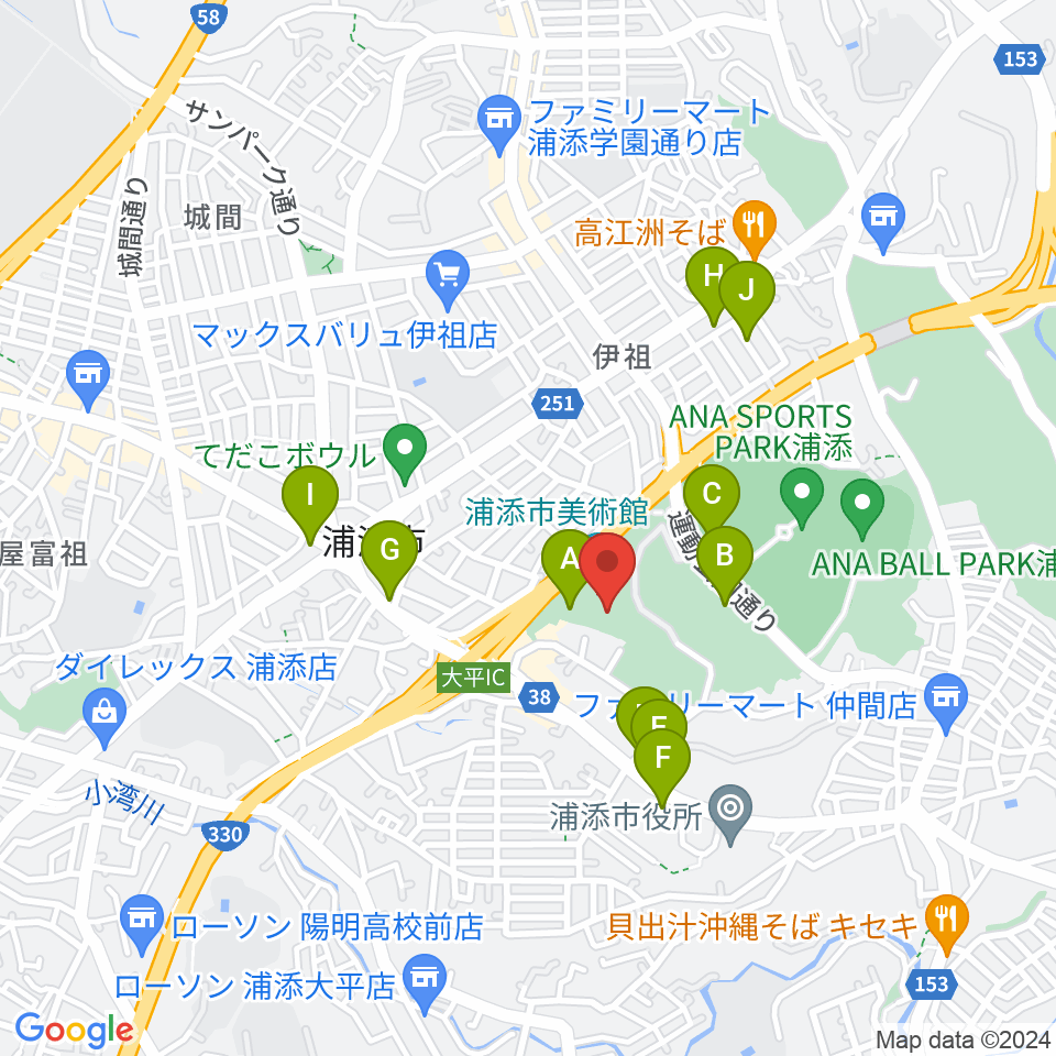 浦添市美術館周辺の駐車場・コインパーキング一覧地図