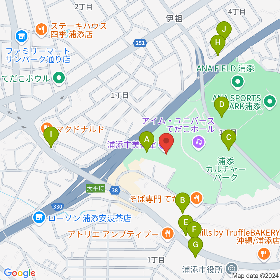 浦添市美術館周辺の駐車場・コインパーキング一覧地図