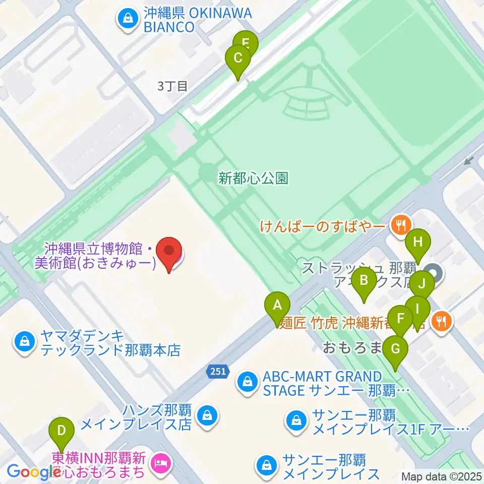 沖縄県立博物館・美術館(おきみゅー)周辺の駐車場・コインパーキング一覧地図
