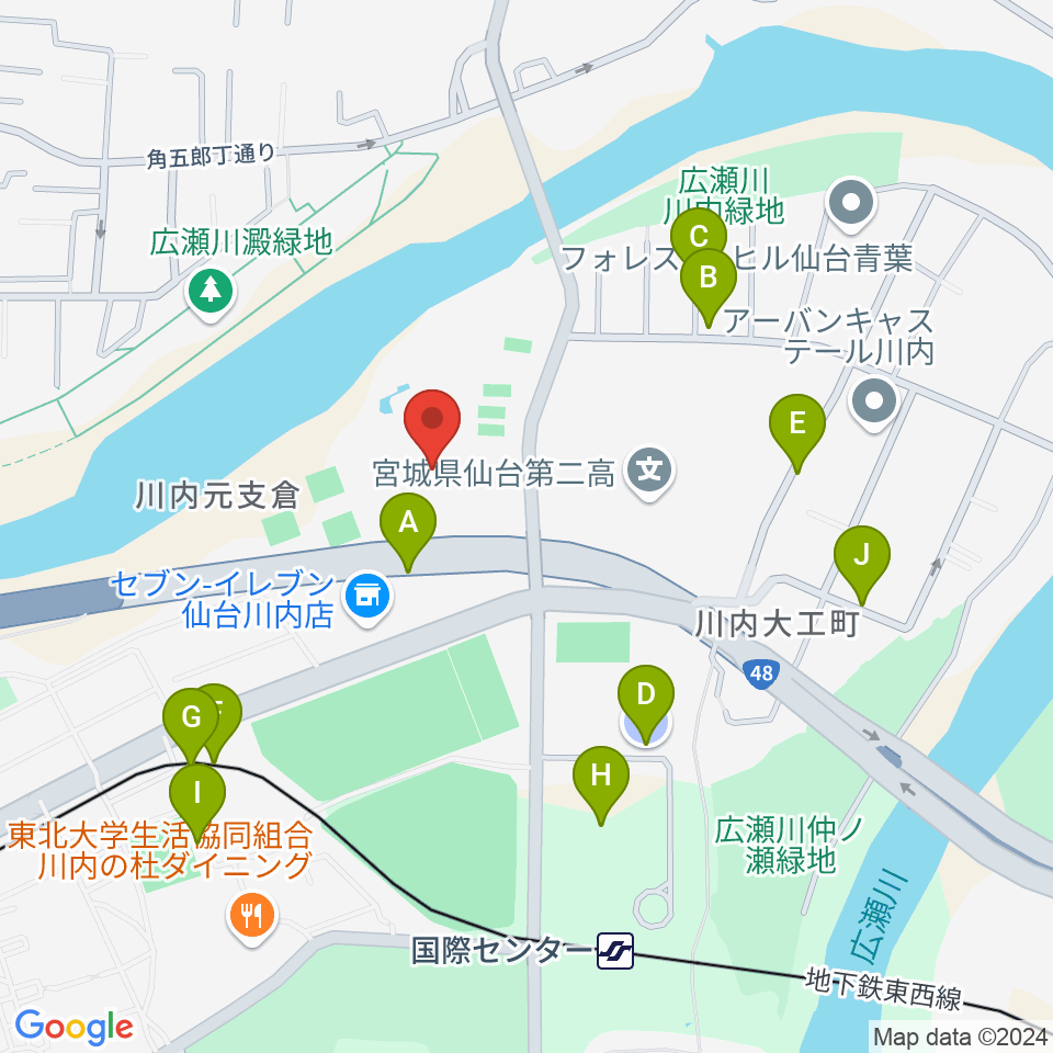 宮城県美術館周辺の駐車場・コインパーキング一覧地図