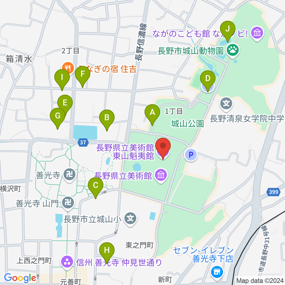 東山魁夷館周辺の駐車場・コインパーキング一覧地図