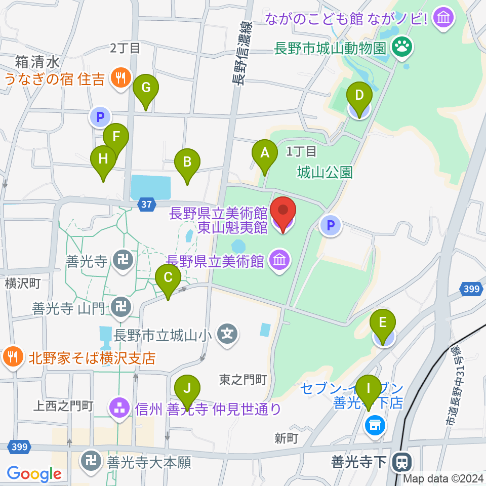 東山魁夷館周辺の駐車場・コインパーキング一覧地図