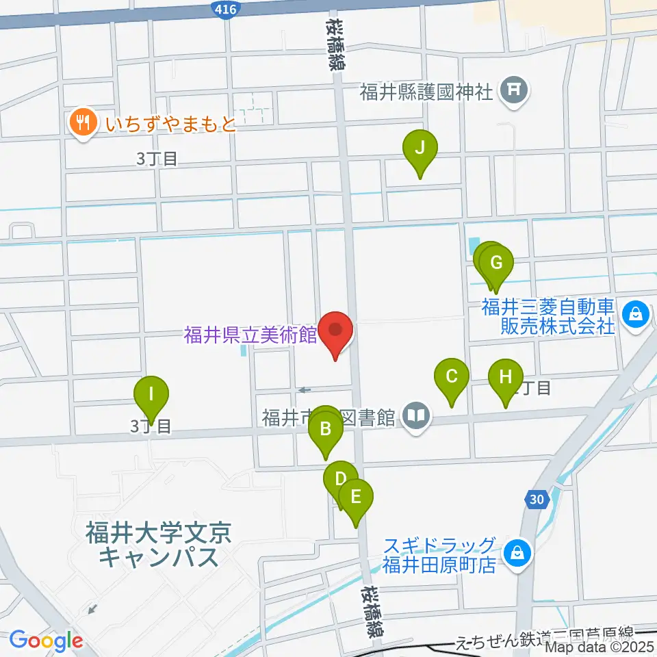 福井県立美術館周辺の駐車場・コインパーキング一覧地図