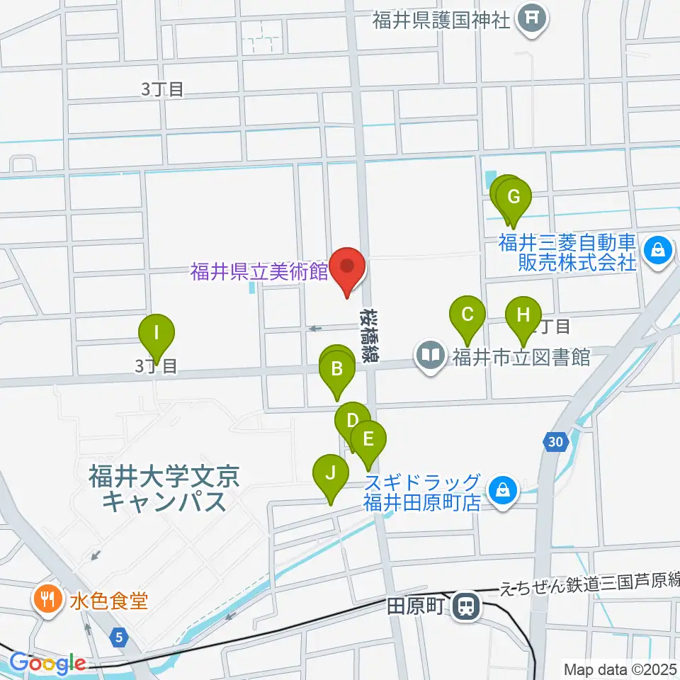 福井県立美術館周辺の駐車場・コインパーキング一覧地図