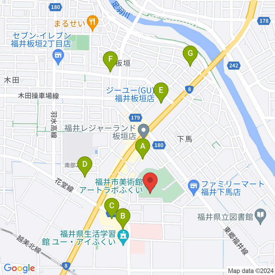 アートラボふくい 福井市美術館周辺の駐車場・コインパーキング一覧地図