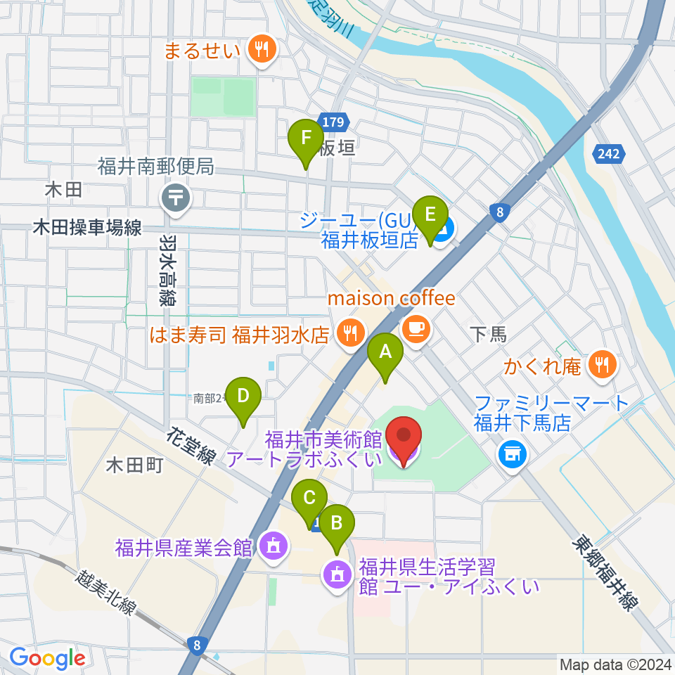 アートラボふくい 福井市美術館周辺の駐車場・コインパーキング一覧地図