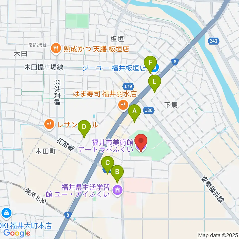アートラボふくい 福井市美術館周辺の駐車場・コインパーキング一覧地図