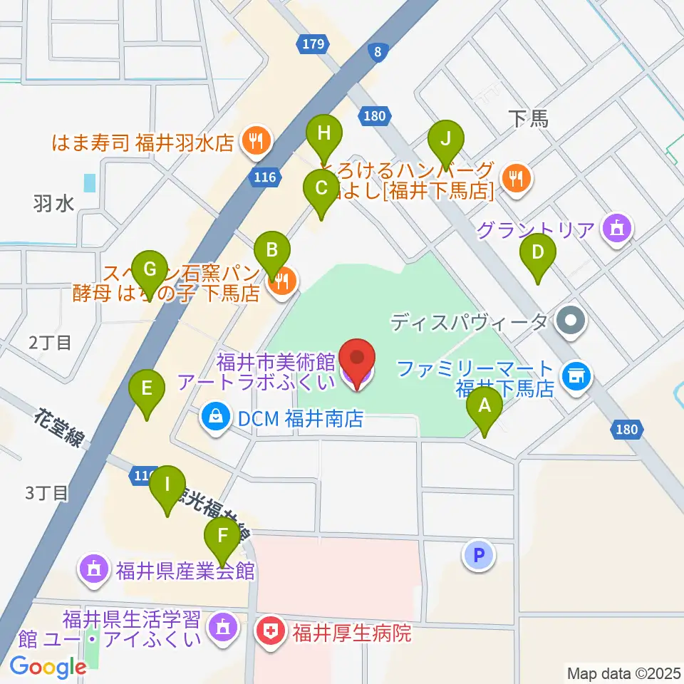 アートラボふくい 福井市美術館周辺の駐車場・コインパーキング一覧地図