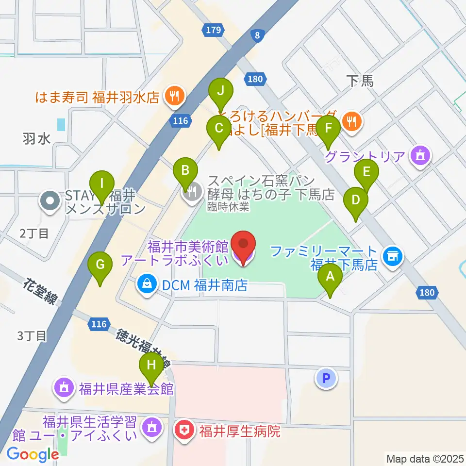 アートラボふくい 福井市美術館周辺の駐車場・コインパーキング一覧地図