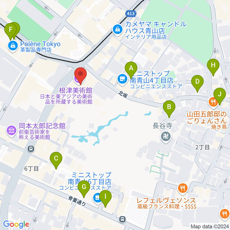 根津美術館周辺の駐車場・コインパーキング一覧地図