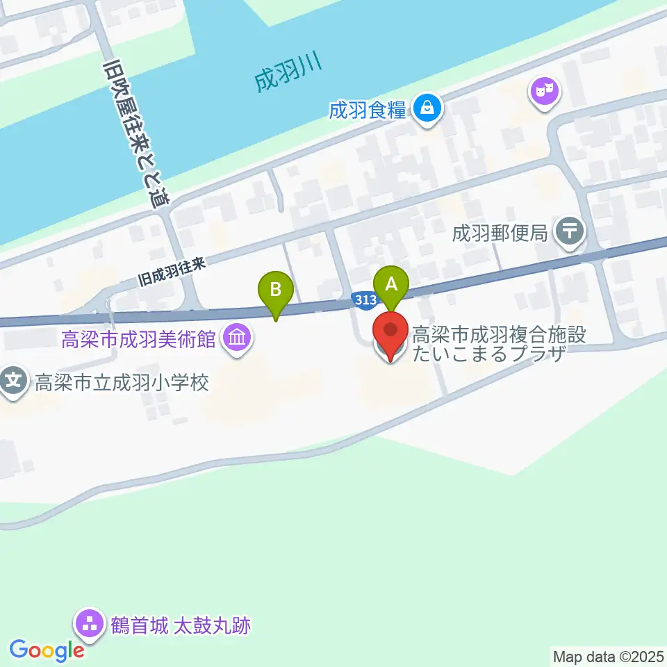 高梁市成羽複合施設たいこまるプラザ周辺の駐車場・コインパーキング一覧地図