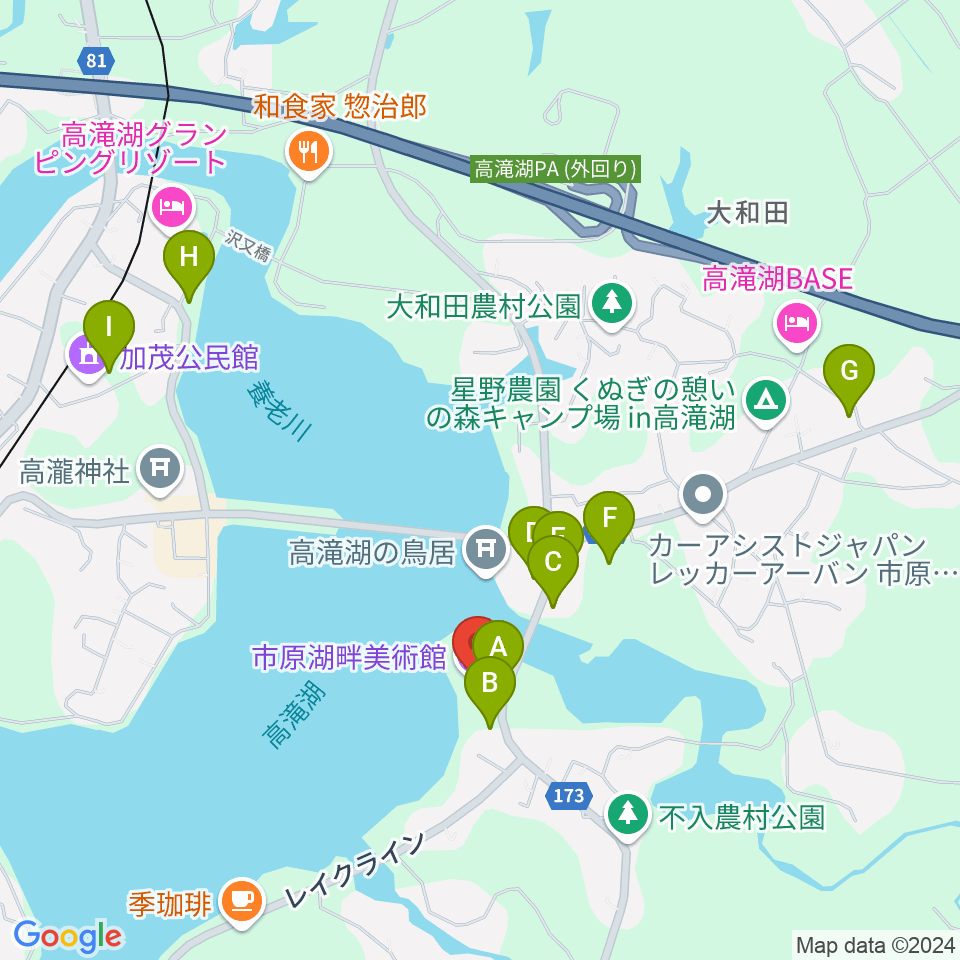 市原湖畔美術館周辺の駐車場・コインパーキング一覧地図