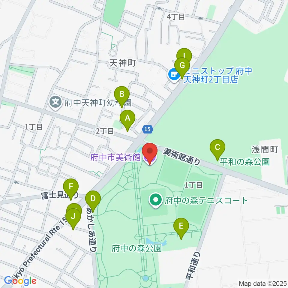 府中市美術館周辺の駐車場・コインパーキング一覧地図