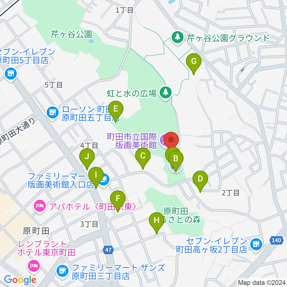 町田市立国際版画美術館周辺の駐車場・コインパーキング一覧地図