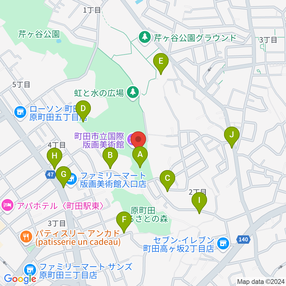 町田市立国際版画美術館周辺の駐車場・コインパーキング一覧地図