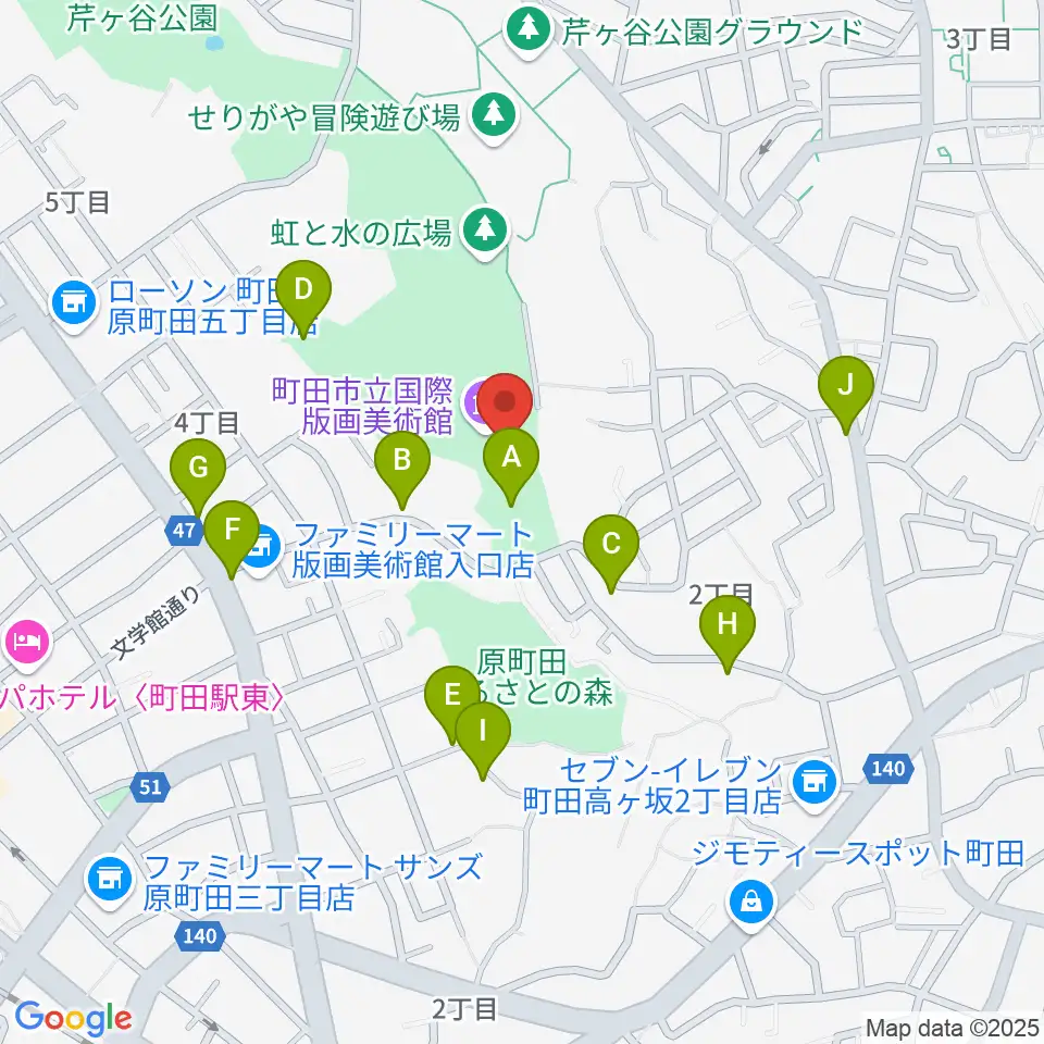 町田市立国際版画美術館周辺の駐車場・コインパーキング一覧地図