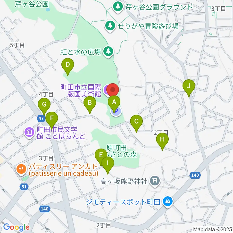 町田市立国際版画美術館周辺の駐車場・コインパーキング一覧地図