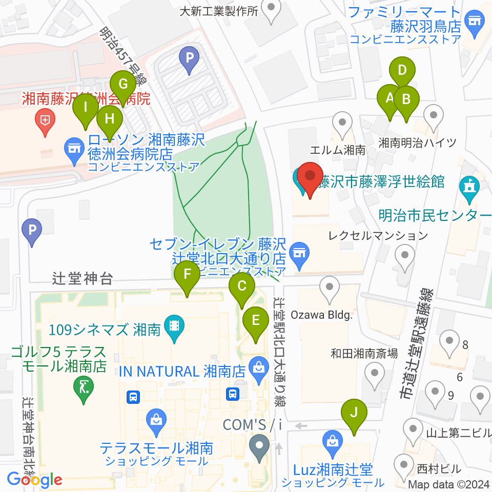 藤澤浮世絵館周辺の駐車場・コインパーキング一覧地図