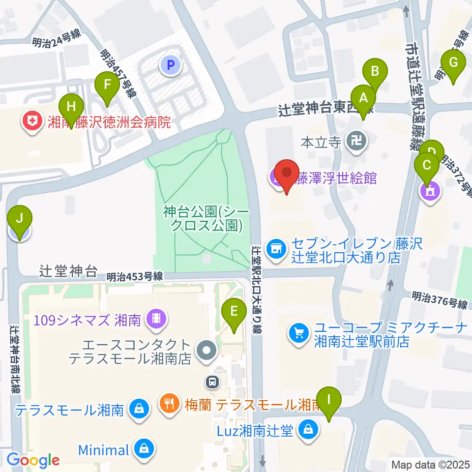 藤澤浮世絵館周辺の駐車場・コインパーキング一覧地図